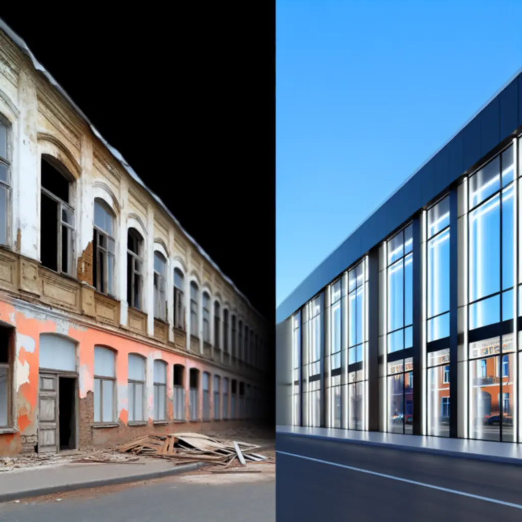 Przed i po realizacji inwestycji budowlanej wykonanej przez LigBud