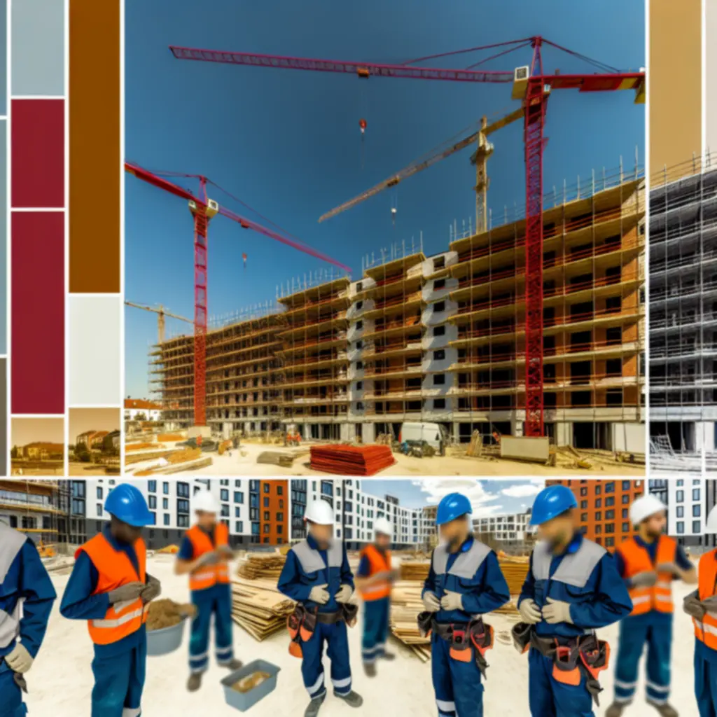 Aktywny plac budowy z ekipą LigBud realizującą kompleksowe prace budowlane